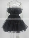 A-line Strapless Tulle Short/Mini Short Prom Dresses With Sashes / Ribbons #Favs020020109949
