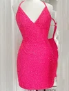 Sheath/Column V-neck Sequined Short/Mini Short Prom Dresses #Favs020020109950