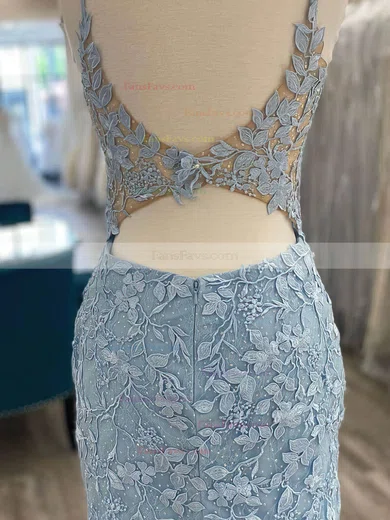 Sheath/Column V-neck Tulle Short/Mini Short Prom Dresses With Lace #Favs020020110717