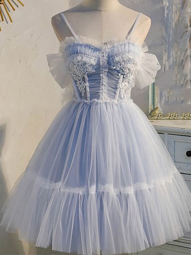 A-line Sweetheart Tulle Short/Mini Short Prom Dresses With Lace #Favs020020109952