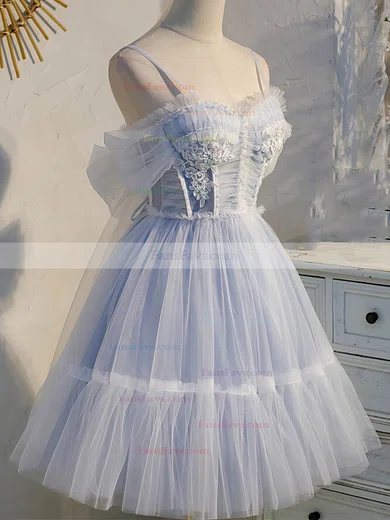 A-line Sweetheart Tulle Short/Mini Short Prom Dresses With Lace #Favs020020109952