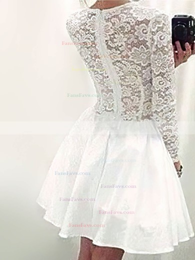 A-line Scoop Neck Lace Chiffon Short/Mini Short Prom Dresses #Favs020020109041