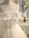 A-line Square Neckline Tulle Short/Mini Short Prom Dresses With Feathers / Fur #Favs020020109955