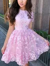 A-line Scoop Neck Lace Short/Mini Appliques Lace Short Prom Dresses #Favs020020109042