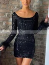 Sheath/Column Square Neckline Sequined Short/Mini Short Prom Dresses With Feathers / Fur #Favs020020110725