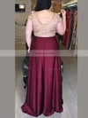 A-line V-neck Silk-like Satin Floor-length Beading prom dress #Favs020106024