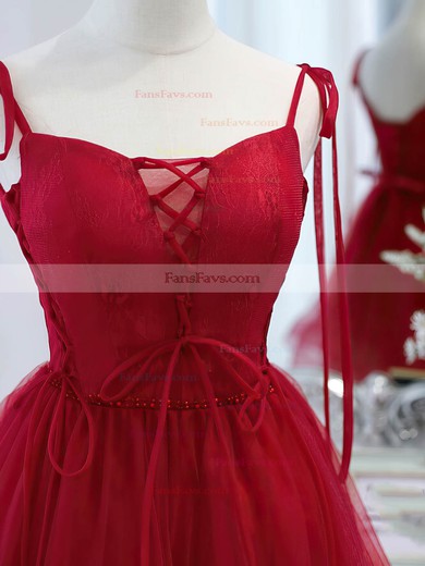 A-line Square Neckline Tulle Short/Mini Short Prom Dresses With Sashes / Ribbons #Favs020020109957