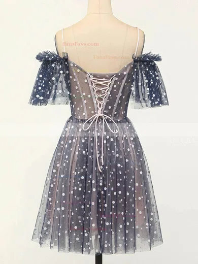 A-line Off-the-shoulder Tulle Short/Mini Short Prom Dresses With Ruffles #Favs020020109961