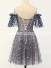 A-line Off-the-shoulder Tulle Short/Mini Short Prom Dresses With Ruffles #Favs020020109961