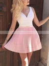 A-line V-neck Stretch Crepe Short/Mini Ruffles Short Prom Dresses #Favs020020109048