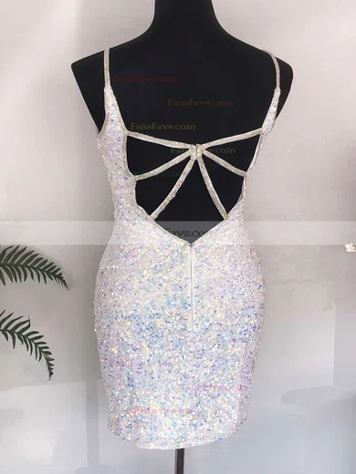 Sheath/Column V-neck Sequined Short/Mini Short Prom Dresses #Favs020020109963