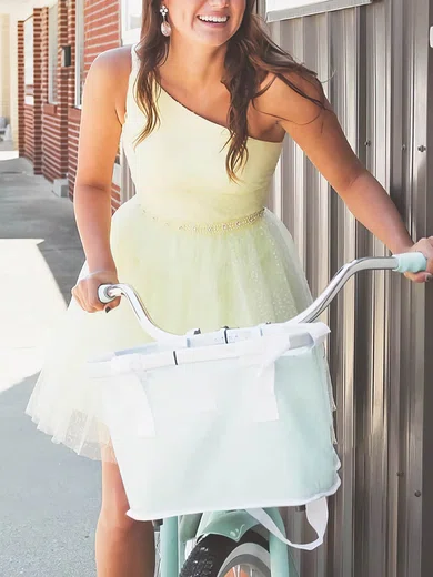 A-line One Shoulder Tulle Short/Mini Short Prom Dresses #Favs020020111363