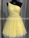 A-line One Shoulder Tulle Short/Mini Short Prom Dresses #Favs020020111363