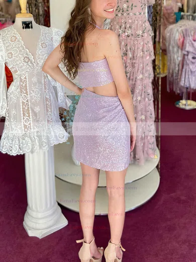 Sheath/Column Halter Sequined Short/Mini Short Prom Dresses #Favs020020110732