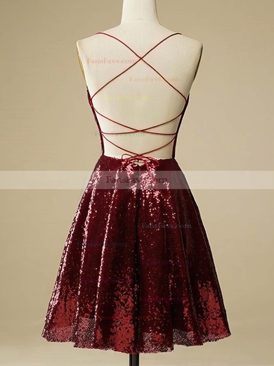 A-line Scoop Neck Sequined Short/Mini Short Prom Dresses #Favs020020109964