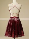 A-line Scoop Neck Sequined Short/Mini Short Prom Dresses #Favs020020109964