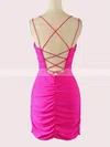 Sheath/Column Scoop Neck Silk-like Satin Short/Mini Short Prom Dresses With Beading #Favs020020109965