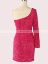 Sheath/Column One Shoulder Sequined Short/Mini Short Prom Dresses With Split Front #Favs020020109969