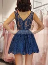 A-line V-neck Tulle Lace Short/Mini Short Prom Dresses With Appliques Lace #Favs020020111370