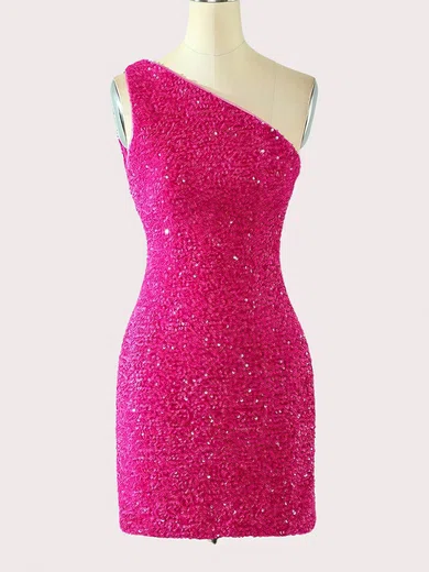 Sheath/Column One Shoulder Sequined Short/Mini Short Prom Dresses #Favs020020109970