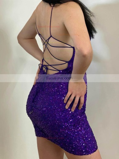 Sheath/Column V-neck Sequined Short/Mini Short Prom Dresses #Favs020020109972