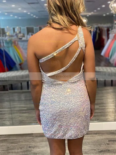 Sheath/Column One Shoulder Sequined Short/Mini Short Prom Dresses #Favs020020109973