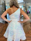 A-line One Shoulder Sequined Short/Mini Short Prom Dresses #Favs020020110743