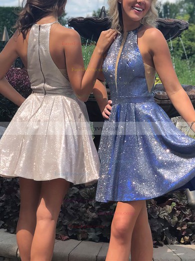 A-line Scoop Neck Shimmer Crepe Short/Mini Short Prom Dresses #Favs020020111376