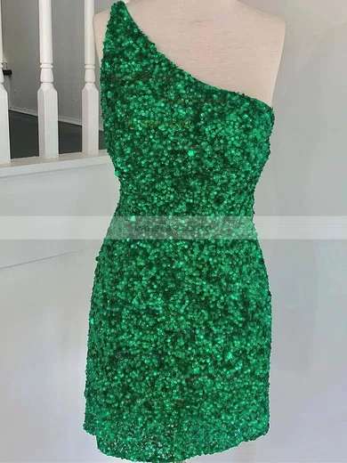 Sheath/Column One Shoulder Sequined Short/Mini Short Prom Dresses #Favs020020109974