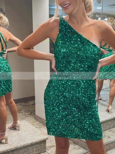 Sheath/Column One Shoulder Sequined Short/Mini Short Prom Dresses #Favs020020109974