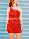 Sheath/Column One Shoulder Sequined Short/Mini Short Prom Dresses #Favs020020109974