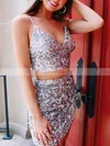 Sheath/Column V-neck Sequined Short/Mini Short Prom Dresses #Favs020020111378