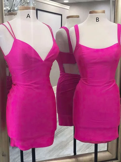 Sheath/Column V-neck Silk-like Satin Short/Mini Short Prom Dresses #Favs020020109976