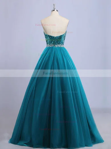 Princess Sweetheart Tulle Sequined Floor-length Beading Prom Dresses #Favs020102908