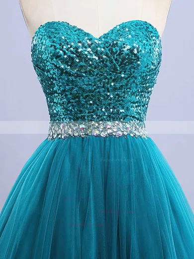 Princess Sweetheart Tulle Sequined Floor-length Beading Prom Dresses #Favs020102908