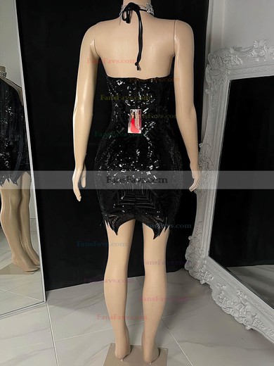 Sheath/Column Halter Sequined Short/Mini Short Prom Dresses With Split Front #Favs020020111383