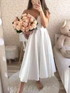 A-line V-neck Silk-like Satin Ankle-length Short Prom Dresses #Favs020020111474