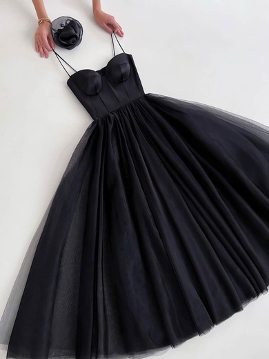 A-line Sweetheart Tulle Tea-length Short Prom Dresses #Favs020020111476