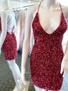 Sheath/Column V-neck Sequined Short/Mini Short Prom Dresses #Favs020020110757