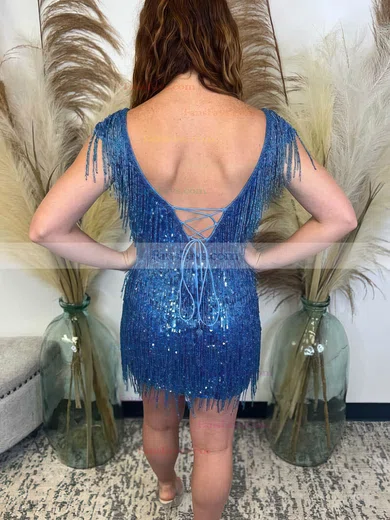 Sheath/Column Off-the-shoulder Sequined Short/Mini Short Prom Dresses #Favs020020110758