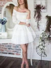 A-line Off-the-shoulder Lace Short/Mini Lace Short Prom Dresses #Favs020020109080