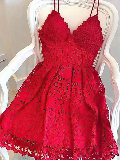 A-line V-neck Tulle Short/Mini Short Prom Dresses #Favs020020111482