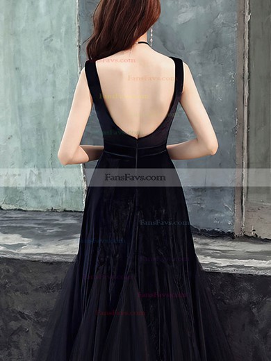 A-line Square Neckline Tulle Velvet Ankle-length Short Prom Dresses #Favs020020111485