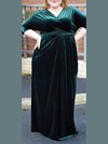 Sheath/Column V-neck Velvet Floor-length Ruffles prom dress #Favs020105993