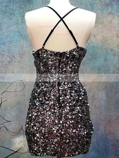 Sheath/Column V-neck Sequined Short/Mini Short Prom Dresses #Favs020020110000