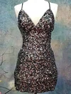 Sheath/Column V-neck Sequined Short/Mini Short Prom Dresses #Favs020020110000