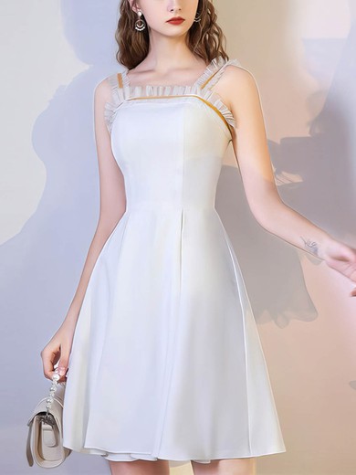 A-line Square Neckline Stretch Crepe Short/Mini Short Prom Dresses With Ruffles #Favs020020110005