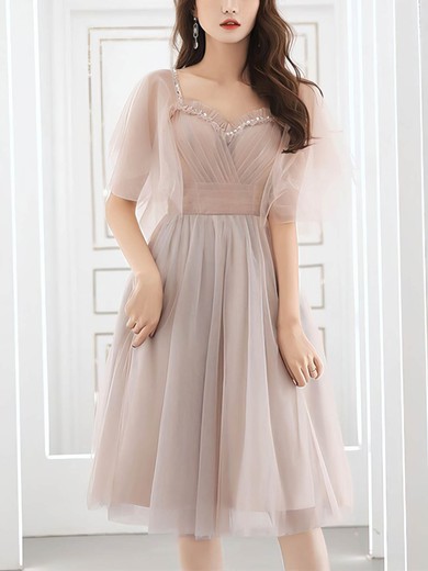 A-line Sweetheart Tulle Knee-length Short Prom Dresses With Crystal Detailing #Favs020020110008