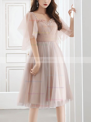 A-line Sweetheart Tulle Knee-length Short Prom Dresses With Crystal Detailing #Favs020020110008