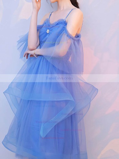 A-line Off-the-shoulder Tulle Knee-length Short Prom Dresses With Crystal Detailing #Favs020020110009